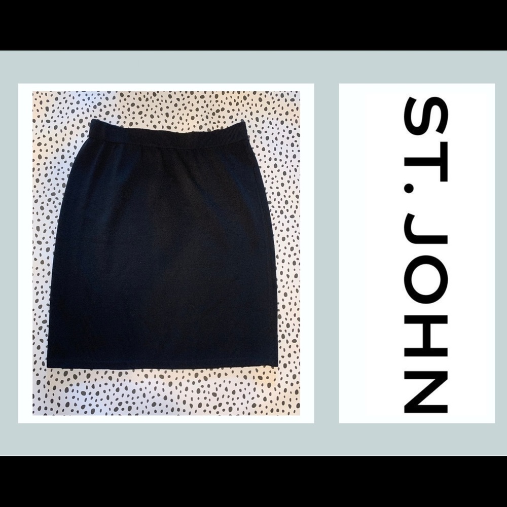 St. John Knit Black Skirt Classic Vintage Size 14